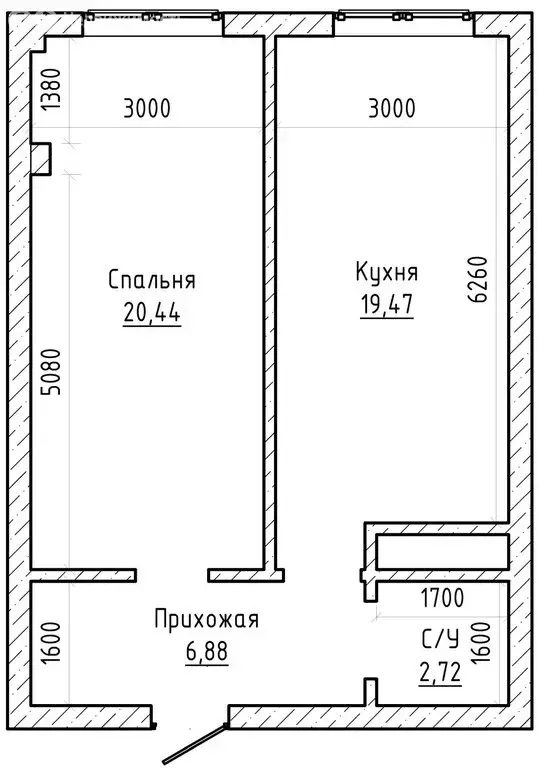 1-комнатная квартира: Нальчик, Кабардинская улица, 199А (50.3 м) - Фото 1