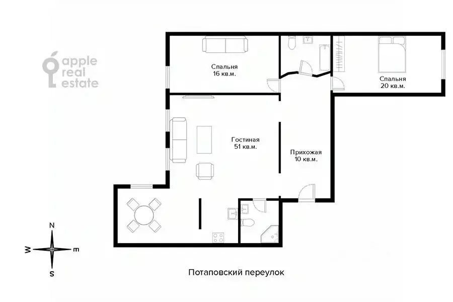 3-к кв. Москва Потаповский пер., 10 (110.0 м) - Фото 2