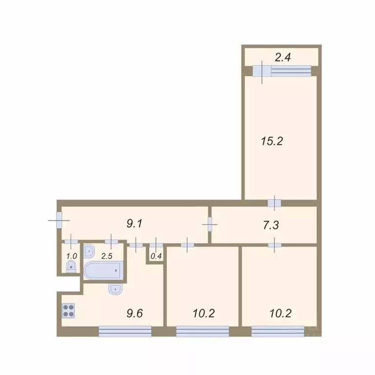 3-к кв. Санкт-Петербург Серебристый бул., 12К1 (65.5 м) - Фото 2
