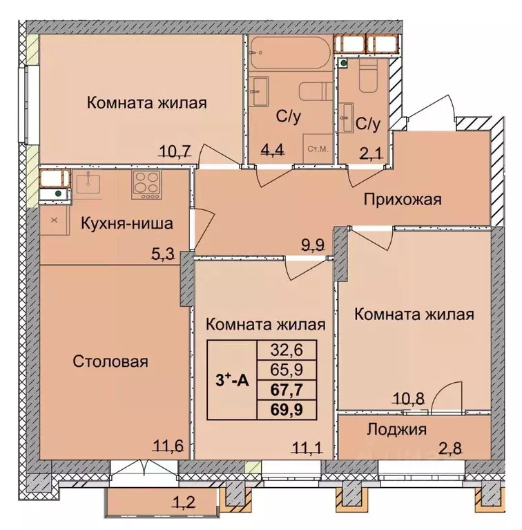 3-к кв. Нижегородская область, Нижний Новгород 1-я Оранжерейная ул. ... - Фото 0