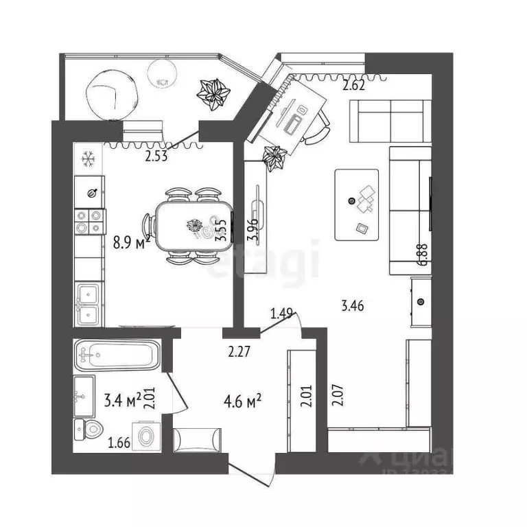 1-к кв. Тюменская область, Тюмень ул. Мельникайте, 144А (37.0 м) - Фото 2