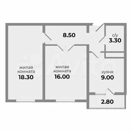 2-к. квартира, 55,6 м, 3/9 эт. - Фото 0