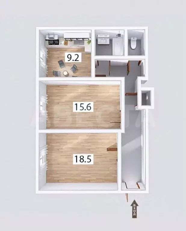 2-к кв. Омская область, Омск просп. Карла Маркса, 22а (61.2 м) - Фото 1