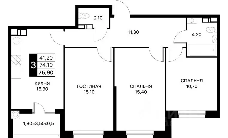 3-к кв. Ростовская область, Ростов-на-Дону Смартполет жилой комплекс ... - Фото 0