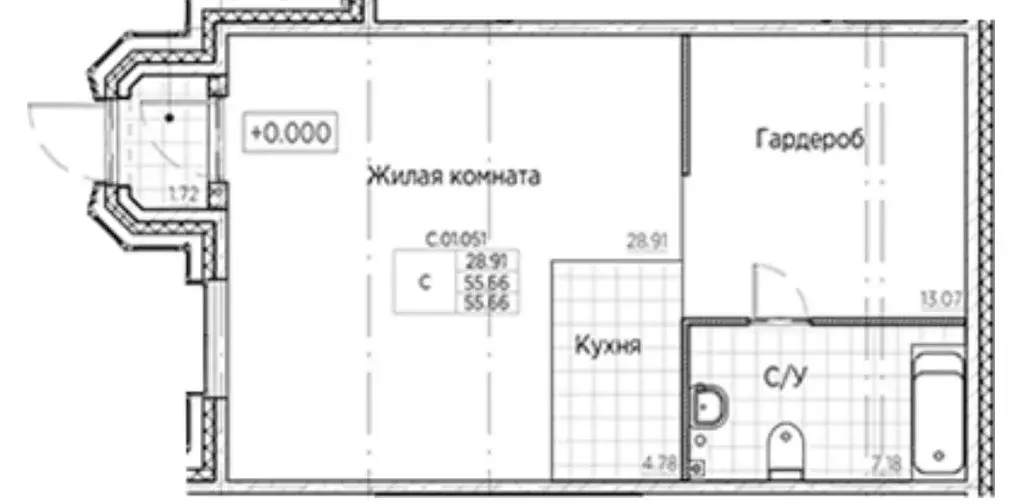 1-к кв. Санкт-Петербург 12-я Васильевского острова линия, 41к1Ж (55.6 ... - Фото 0