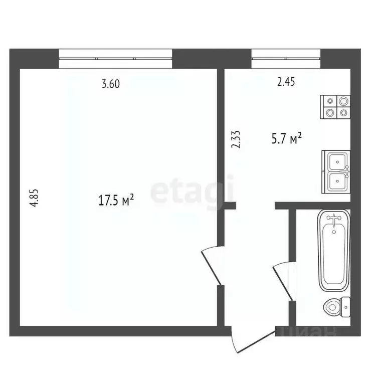 1-к кв. Коми, Усинск Парковая ул., 5А (28.4 м) - Фото 1