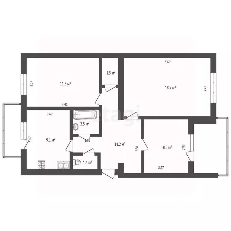 3-к кв. Крым, Нижнегорский пгт ул. Победы, 20А (64.8 м) - Фото 1