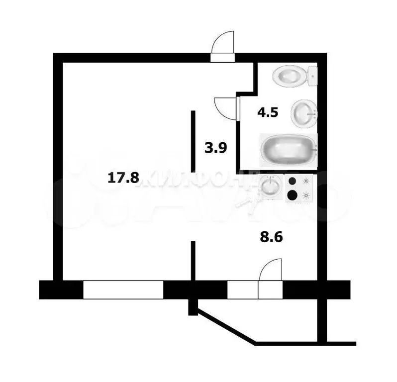 1-к. квартира, 35,1 м, 5/16 эт. - Фото 0