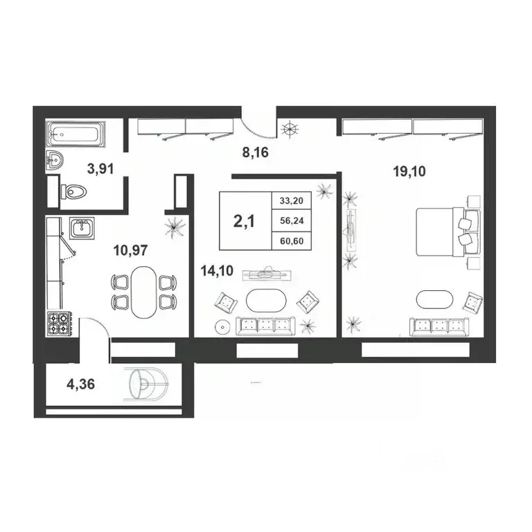 2-к кв. Новгородская область, Великий Новгород ул. Королева, 22к2 ... - Фото 0