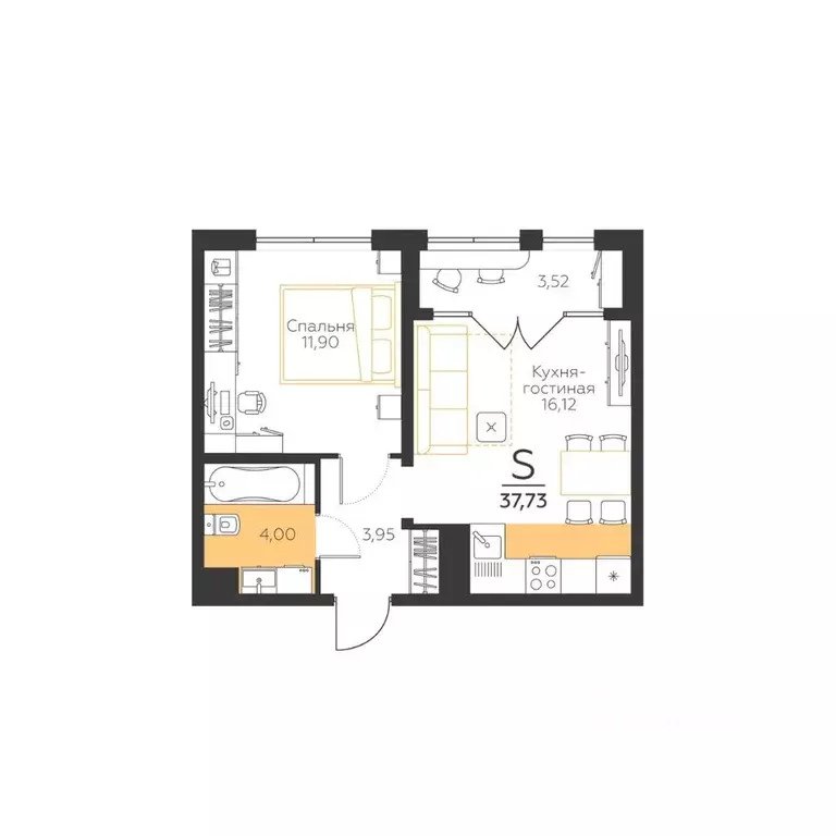 1-к кв. Тульская область, Тула городской округ, пос. Молодежный 8А ... - Фото 1