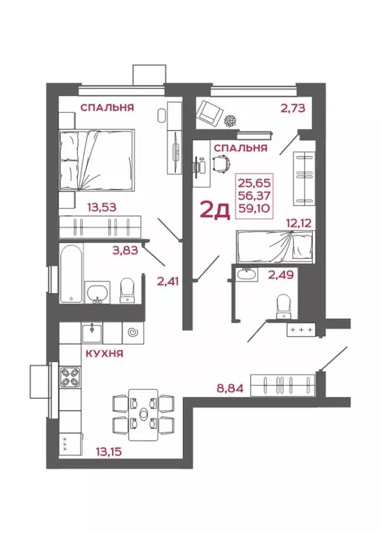 2-к кв. Пензенская область, Пенза Микрорайон Новобережье жилой ... - Фото 1