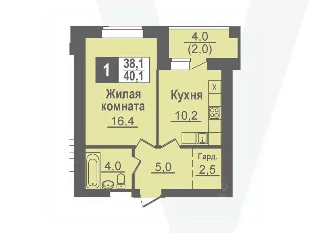 1-к кв. Новосибирская область, Кольцово рп ул. Благовещенская, 2 (40.1 ... - Фото 0