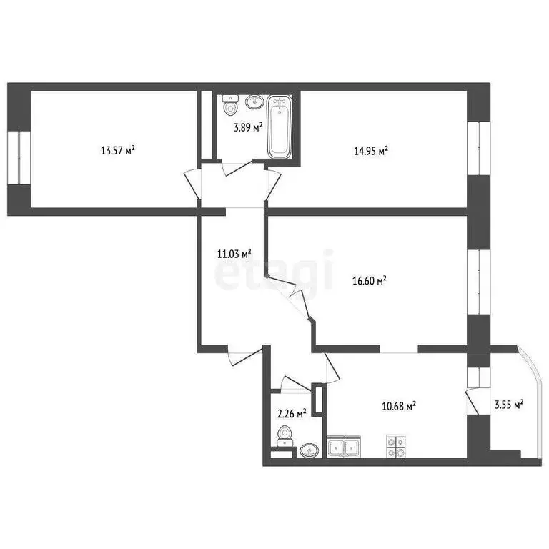 3-комнатная квартира: Воскресенск, микрорайон Центральный, улица ... - Фото 1