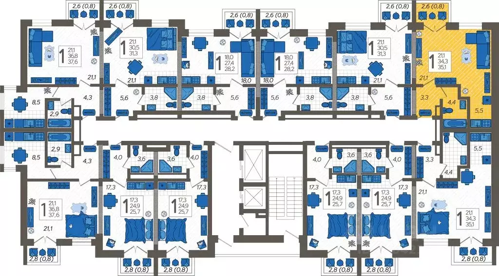 Студия Краснодарский край, Сочи ул. Искры, 88с7 (35.1 м) - Фото 1