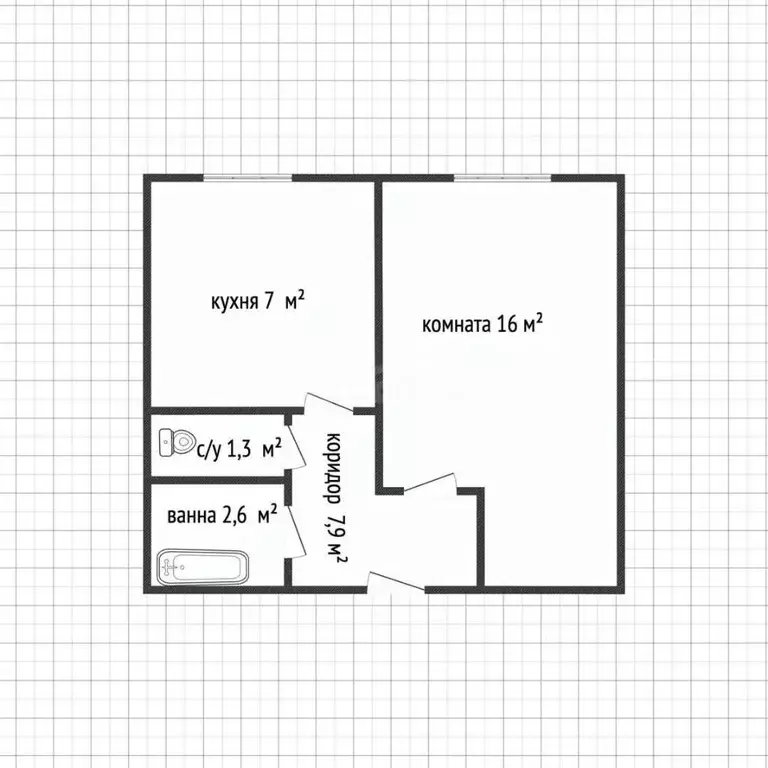 1-к кв. Адыгея, Майкоп Депутатская ул., 12 (34.8 м) - Фото 2