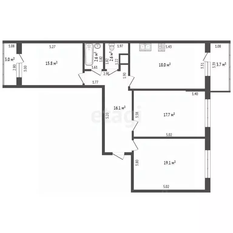 3-к кв. Самарская область, Самара Белорусская ул., 26 (92.2 м) - Фото 2