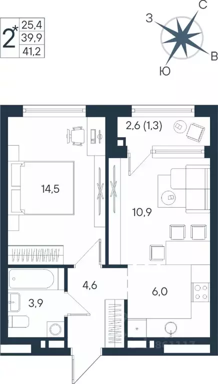 Студия Пермский край, Пермь ул. Космонавта Беляева, 17 (41.2 м) - Фото 0