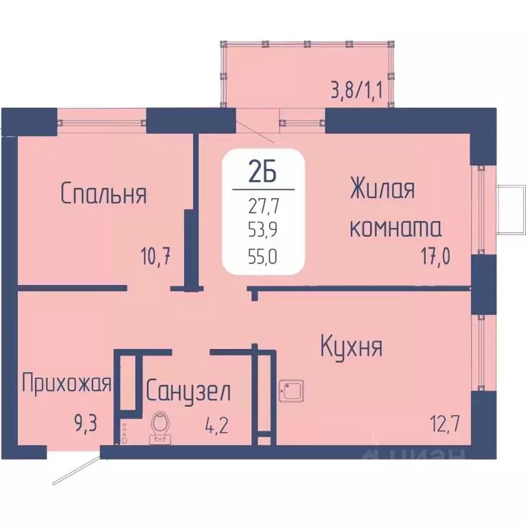 2-к кв. Красноярский край, Красноярск Свободный просп. (55.0 м) - Фото 1