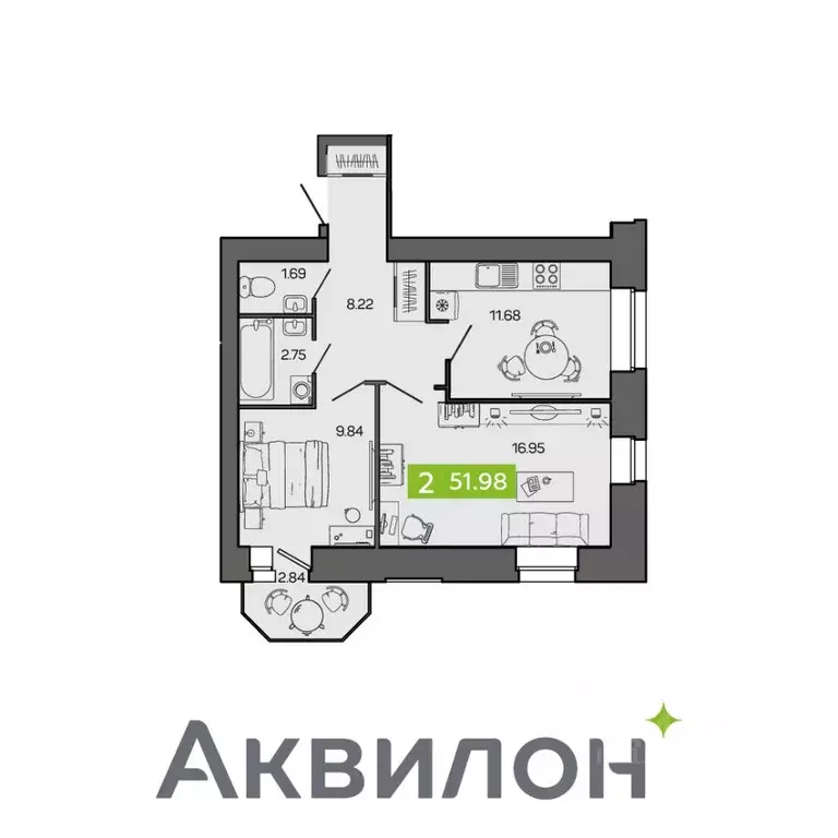 2-к кв. Архангельская область, Северодвинск ул. Ломоносова, 79к3 ... - Фото 1