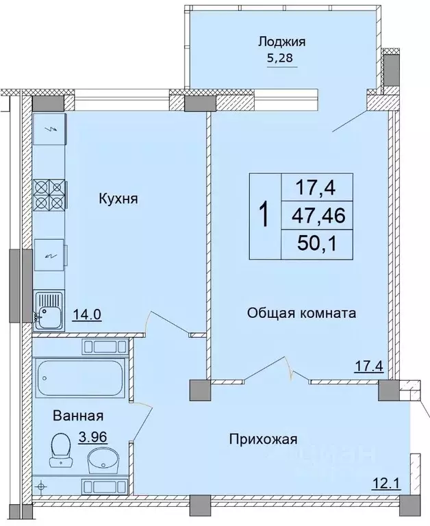 1-к кв. Белгородская область, Старый Оскол Степной мкр, 33Е (50.1 м) - Фото 1