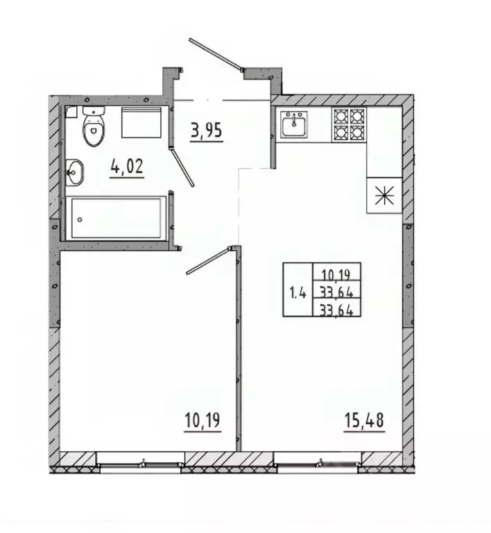 1-к кв. Ленинградская область, Всеволожский район, пос. Бугры ул. ... - Фото 2