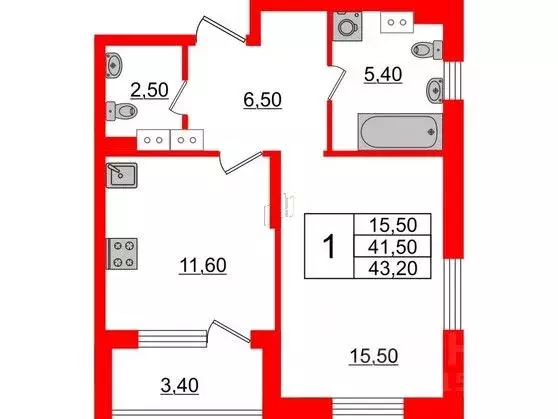 1-к кв. Санкт-Петербург Планерная ул., 99 (43.2 м) - Фото 0