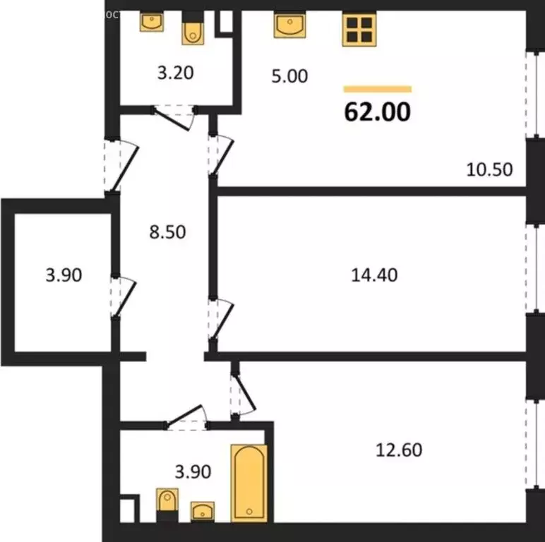 2-комнатная квартира: Пермь, Целинная улица, 59к1 (62 м) - Фото 1