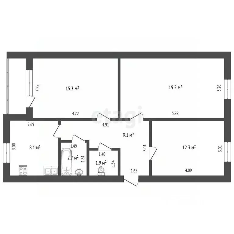 3-к кв. Ямало-Ненецкий АО, Новый Уренгой Дружба мкр, 2/9 (65.4 м) - Фото 1