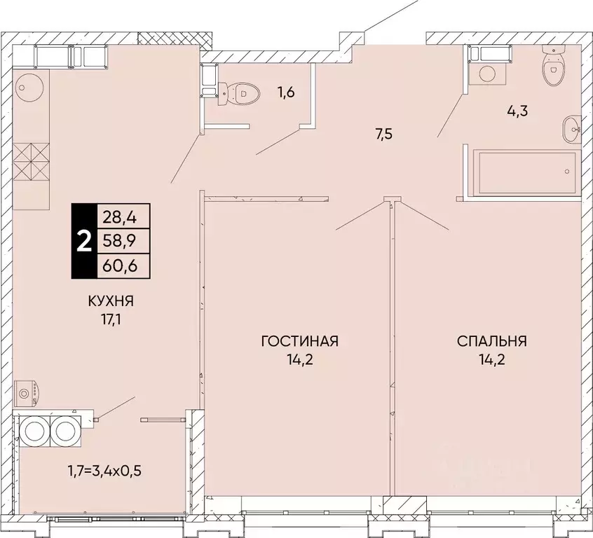 2-к кв. Ростовская область, Ростов-на-Дону Левобережье жилой комплекс ... - Фото 0
