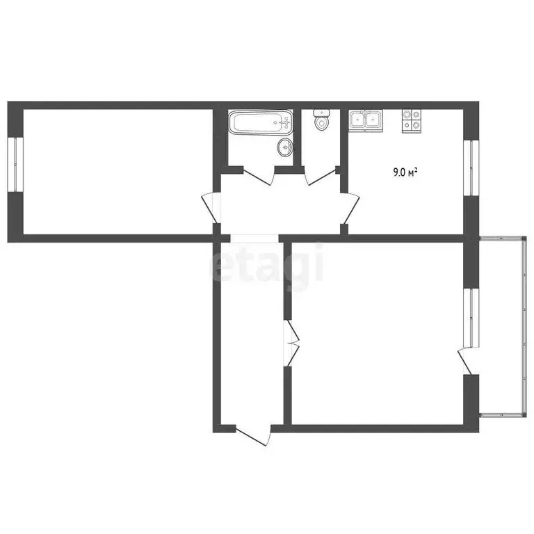2-комнатная квартира: Миасс, улица Ветеранов, 7 (52 м) - Фото 1
