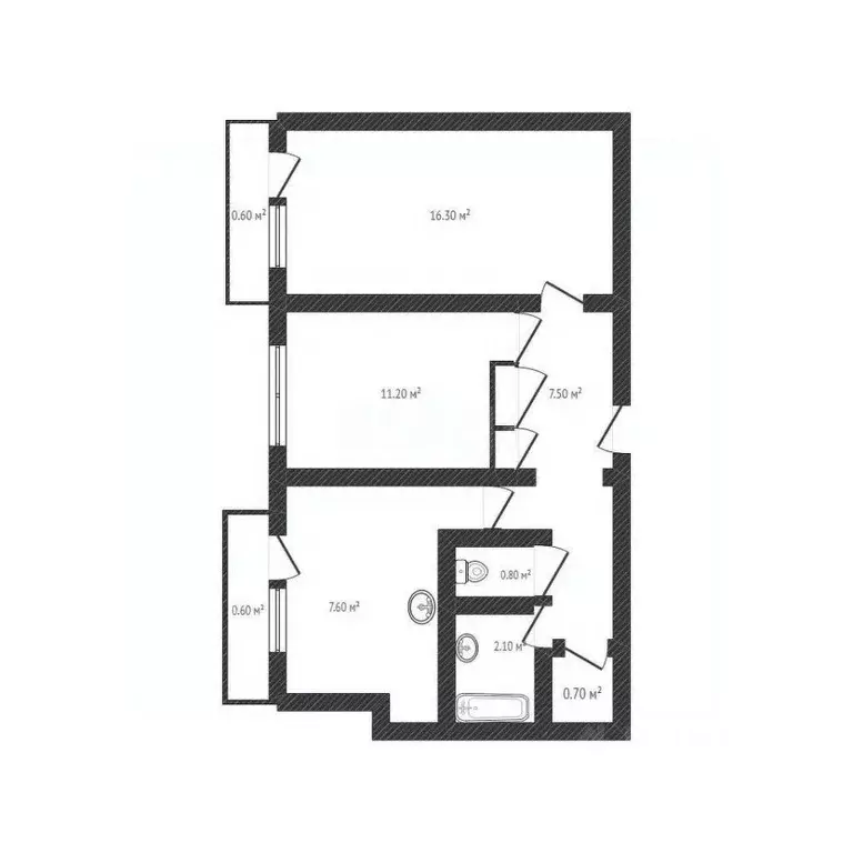 2-к кв. Брянская область, Брянск пер. 2-й Мичурина, 5 (47.0 м) - Фото 1