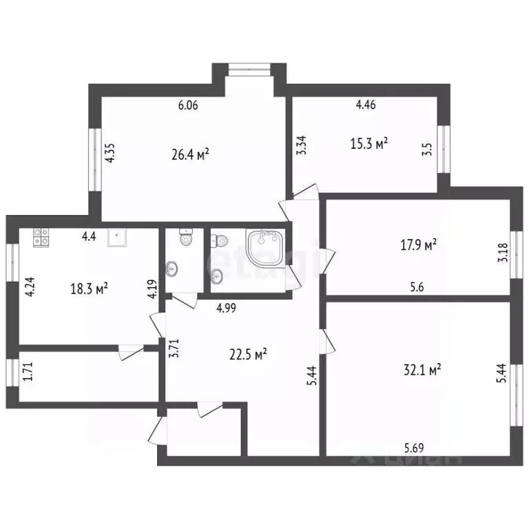 4-к кв. Белгородская область, Белгород Садовая ул., 61б (156.4 м) - Фото 1