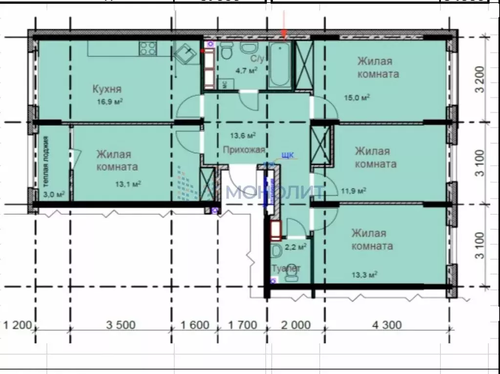 4-комнатная квартира: Нижний Новгород, улица Мечтателей, 5 (95 м) - Фото 1