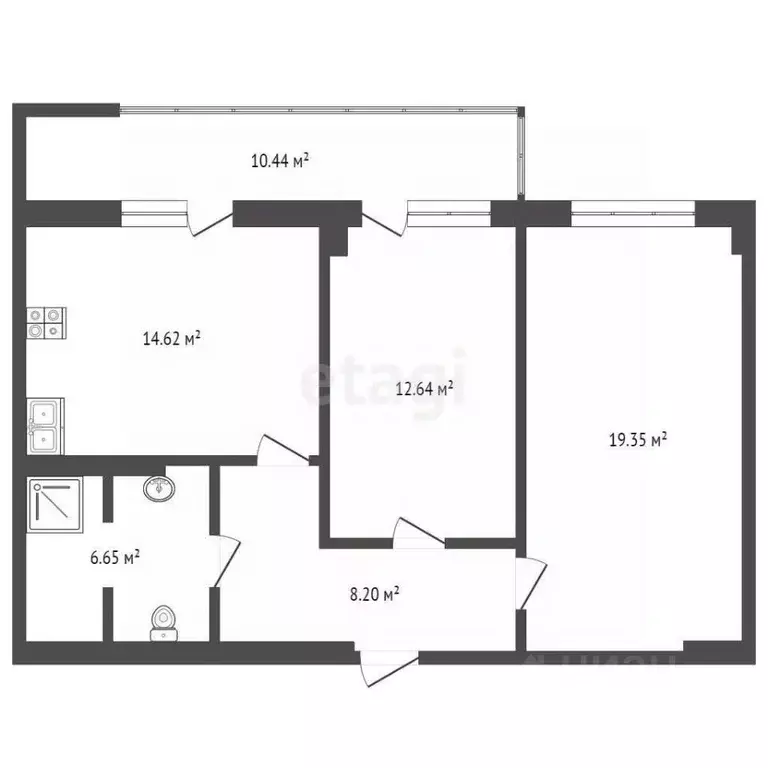 2-к кв. Севастополь просп. Октябрьской Революции, 48к1 (71.3 м) - Фото 1