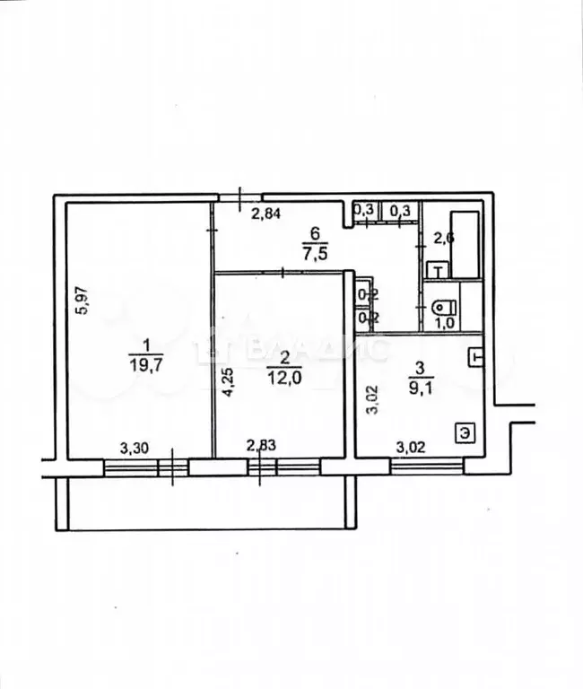 2-к. квартира, 52,9 м, 3/9 эт. - Фото 0