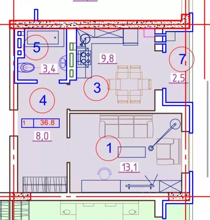 1-к кв. Северная Осетия, Владикавказ ул. Курсантов-Кировцев, 27Б (36.8 ... - Фото 2