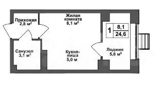 квартира-студия, 24,6 м, 4/17 эт. - Фото 0