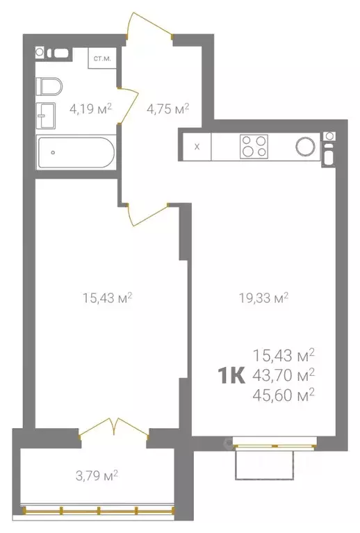 1-к кв. Нижегородская область, Нижний Новгород Ветеринарная ул. (45.6 ... - Фото 2