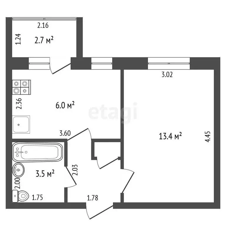 1-комнатная квартира: Стерлитамак, улица Свердлова, 69 (29.5 м) - Фото 1