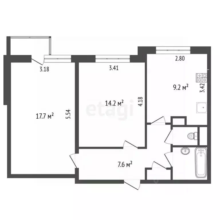 2-к кв. Москва Каргопольская ул., 16К2 (53.2 м) - Фото 1