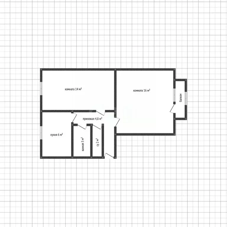 2-к кв. Адыгея, Майкоп ул. Чкалова, 79 (45.8 м) - Фото 1