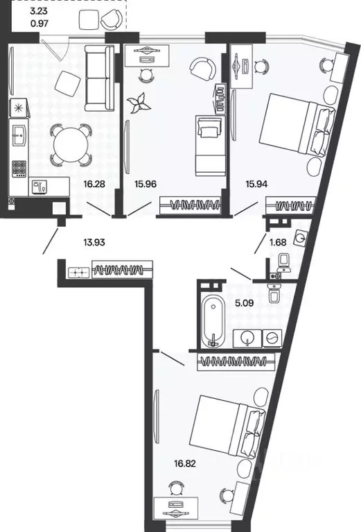 3-к кв. Калининградская область, Гурьевский муниципальный округ, пос. ... - Фото 1
