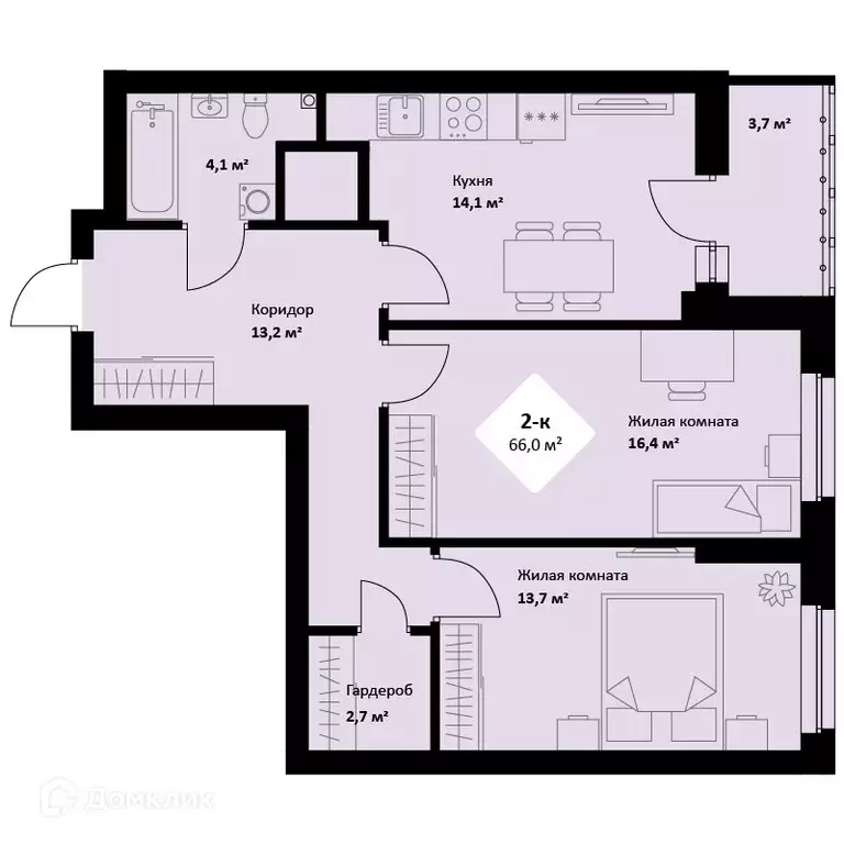 Продаётся 2-к квартира, 66 м - Фото 0