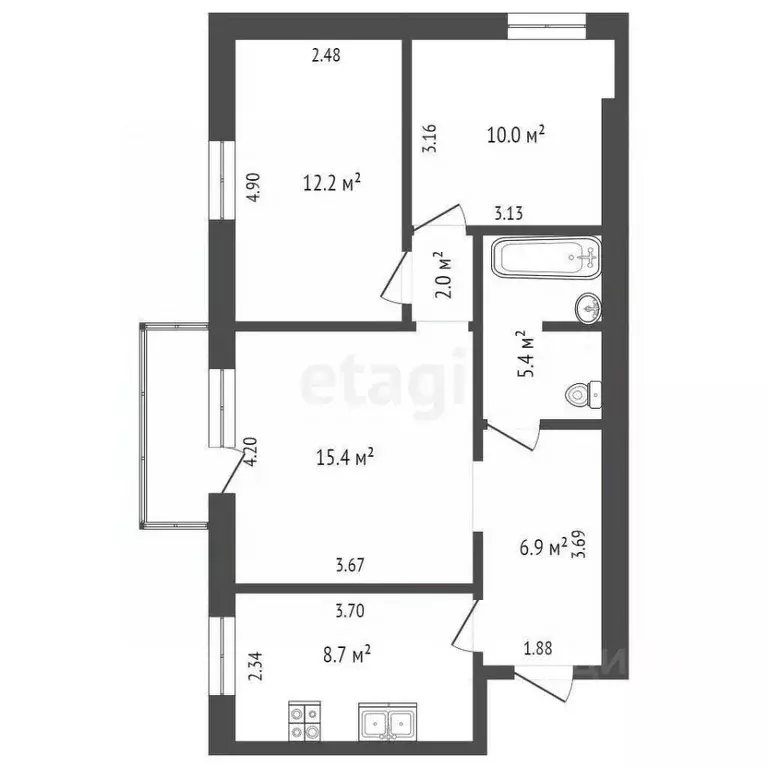 3-к кв. Архангельская область, Архангельск пл. Ленина, 3 (60.6 м) - Фото 1