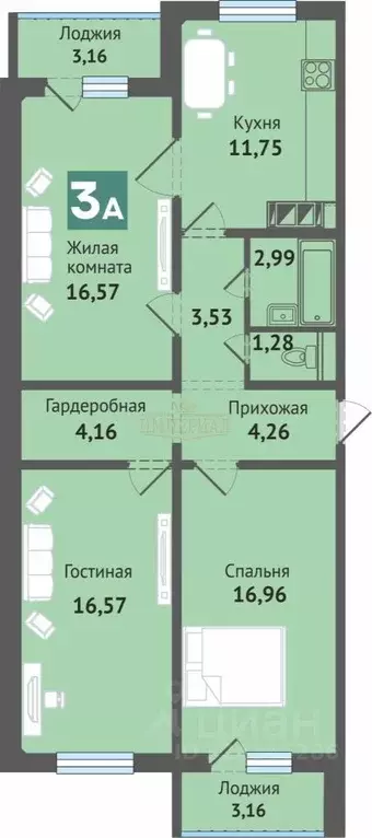 3-к кв. Марий Эл, Медведево городское поселение, Медведево пгт ул. ... - Фото 2