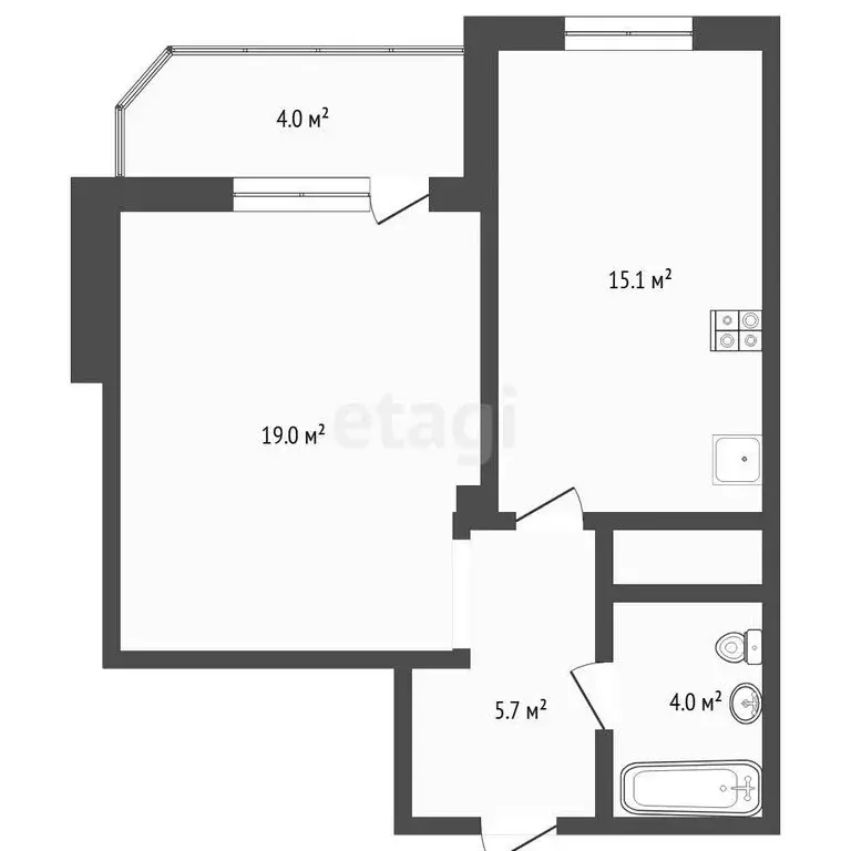 1-комнатная квартира: Тюмень, Солнечный проезд, 25к1 (44 м) - Фото 1