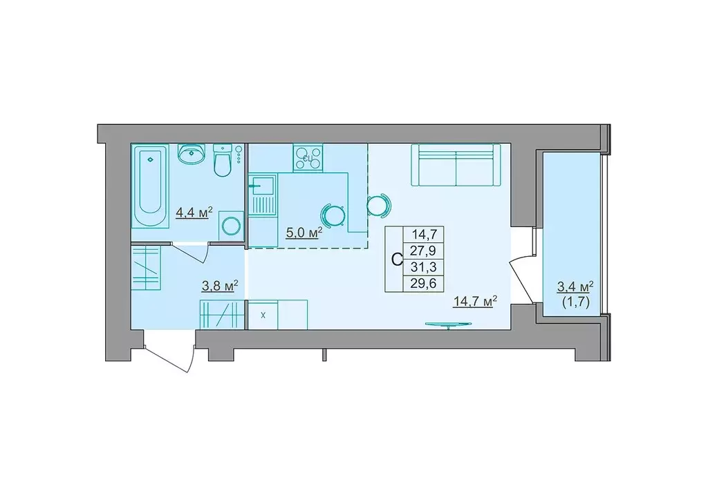 Студия Костромская область, Кострома Магистральная ул., 49А (29.6 м) - Фото 0