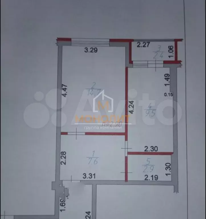 1-к. квартира, 34,7 м, 2/4 эт. - Фото 0