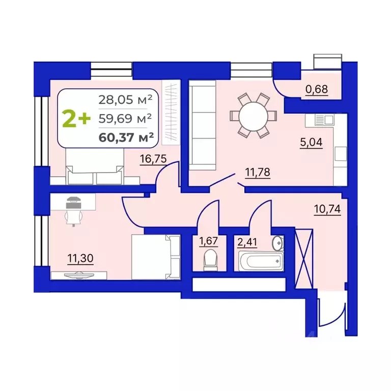 2-к кв. Башкортостан, Уфа Йондоз мкр,  (60.37 м) - Фото 1