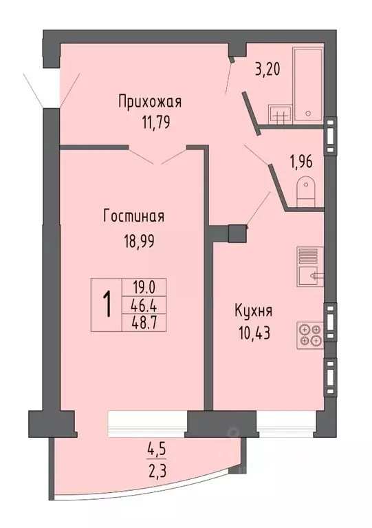 1-к кв. Воронежская область, Воронеж ул. Летчика Филипова, 4 (48.7 м) - Фото 1